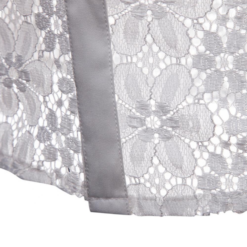 Camisa de Hombre con Cuello Vuelto – Manga Larga, Algodón y Encaje Transparente Estilo Clubwear