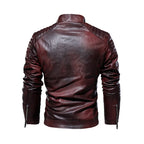 Chaqueta de Cuero para Hombre – Invierno, Estilo Motociclista y Cuello de Piel Desmontable
