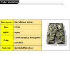 Shorts de Hombre Camuflados – Verano, Estilo Outdoor, Cintura Elástica y Corte Recto
