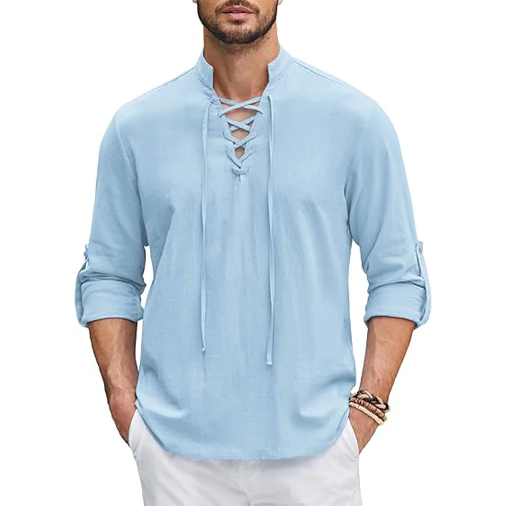 Camisa Renacentista para Hombre – Estilo Pirata, Medieval y Vikingo en Algodón y Lino