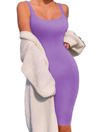 Vestido Midi Sin Mangas para Mujer – Estilo Europeo y Americano Plus Size Verano