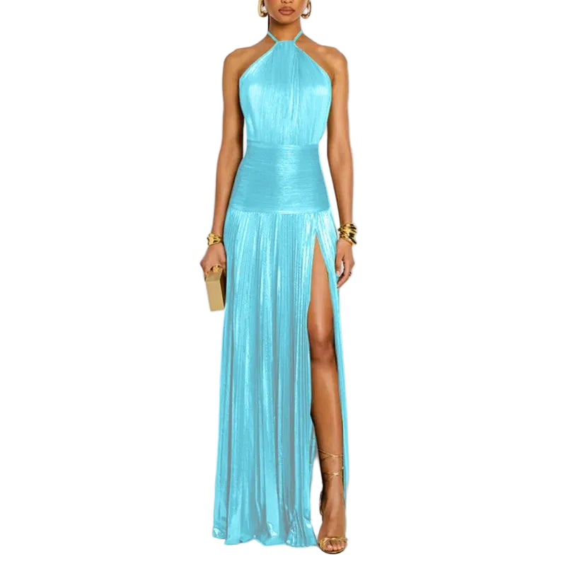 Vestido Largo de Fiesta con Corsé para Mujer – Elegante Off Shoulder con Abertura y Pliegues