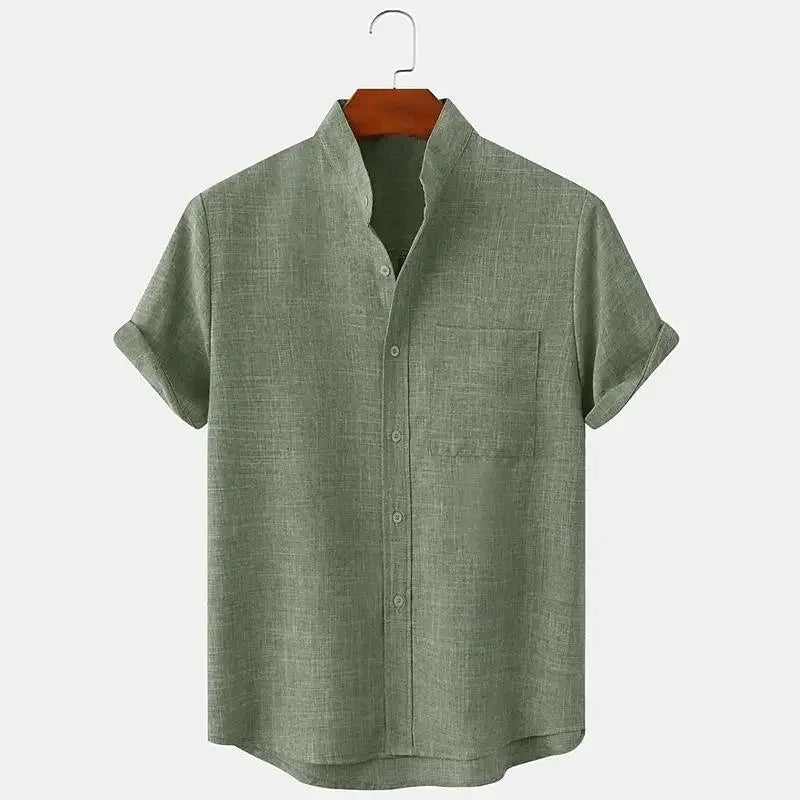 Camisa de Hombre de Manga Corta – Algodón y Lino 100% Estilo Oversize para Playa y Uso Casual