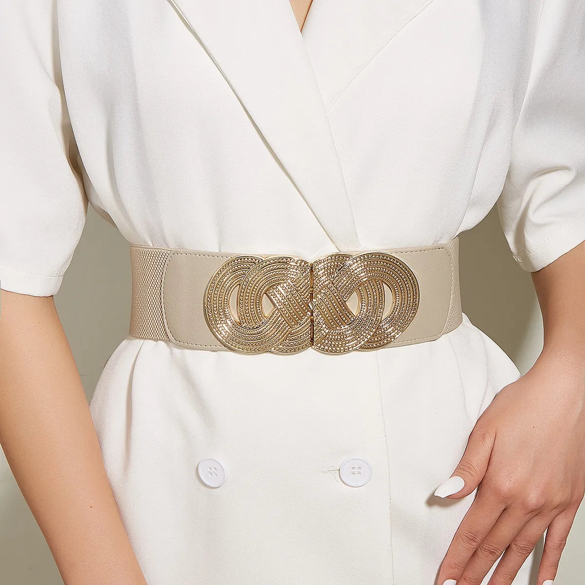 Cinturón Elástico con Banda de Goma y Cierre de Giro y Hebilla