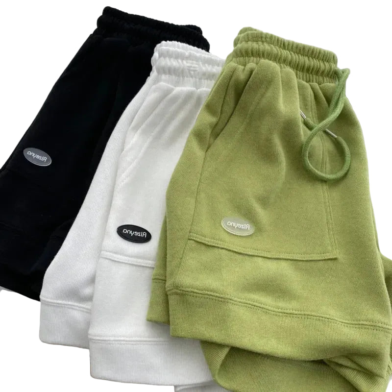 Shorts Deportivos Amplios para Mujer – Pantalones de Cintura Ajustable con Cordón