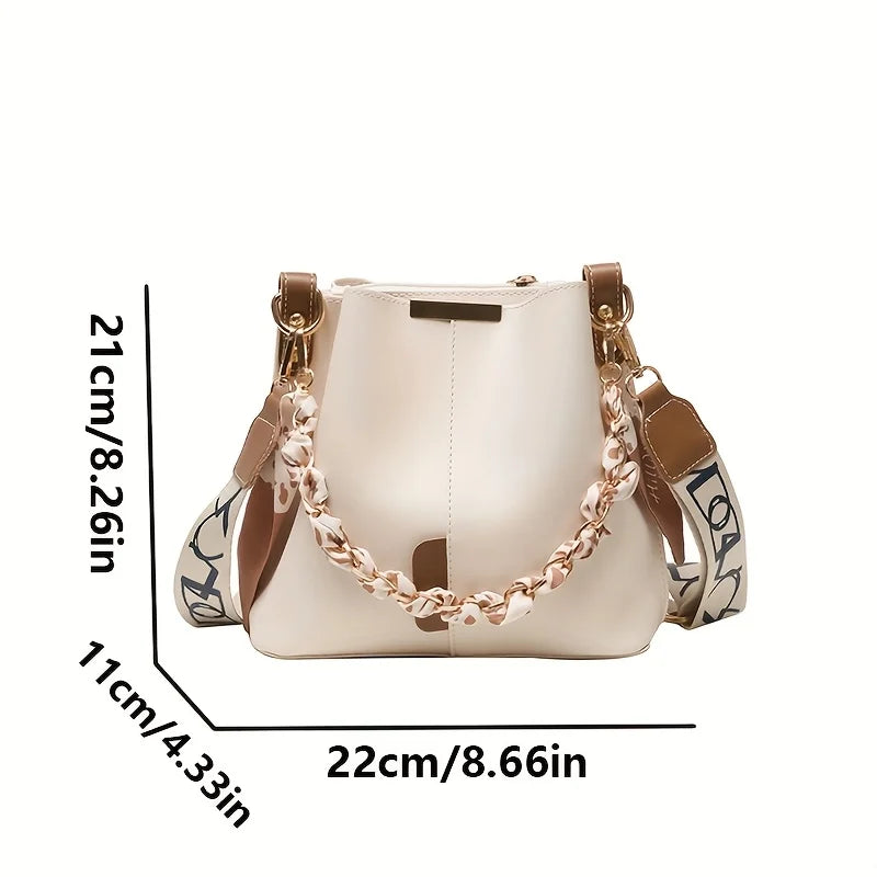 Bolso de Hombro para Mujer Estilo Cubo con Cadena