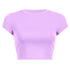 Camiseta casual morada de manga corta para mujer.