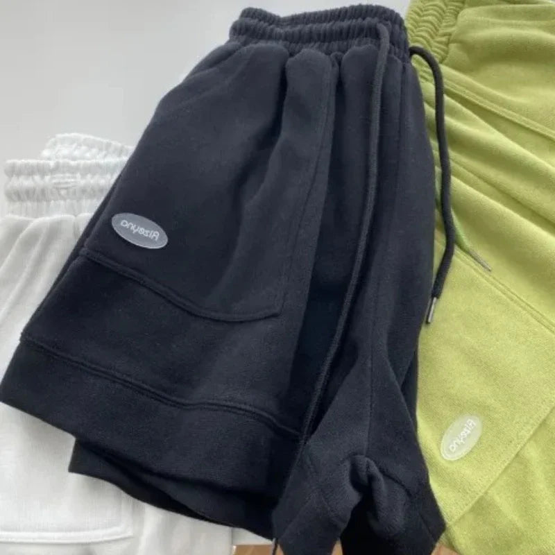 Shorts Deportivos Amplios para Mujer – Pantalones de Cintura Ajustable con Cordón