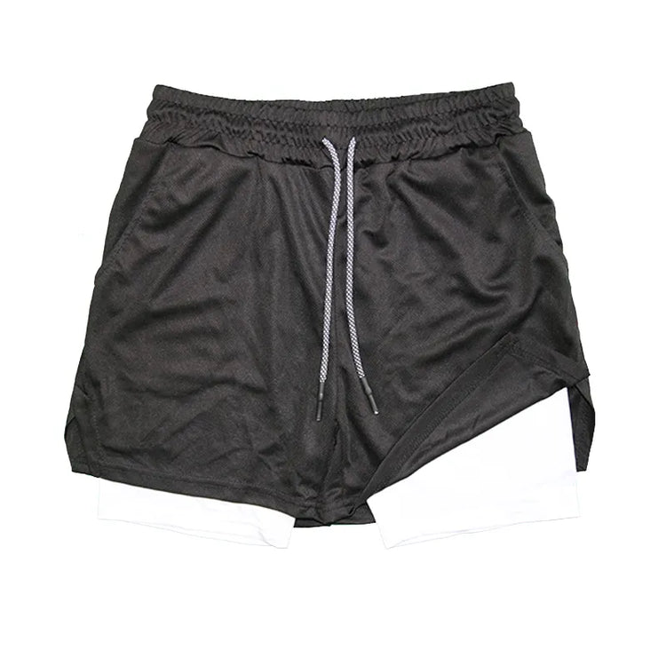 Pantalones cortos deportivos de doble capa para hombre.
