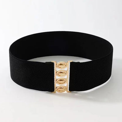 Cinturón Ancho Elástico para Mujer – Hebilla Dorada y Diseño Versátil para Vestidos y Abrigos