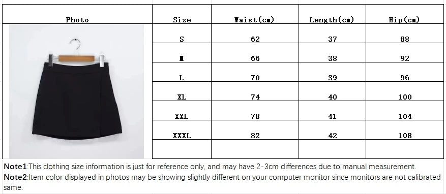 Falda Pantalón Mini Negra para Mujer – Cintura Alta con Abertura Lateral Estilo Coreano