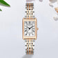 Women Watches Fashion Square Ladies Quartz Watch Bracelet Set Green Dial Simple Rose Gold Mesh Luxury Women Watches - A.S Foco
