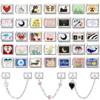 Charm Italiano de Acero Inoxidable – Diseño Ball No.8, Corazón, Cereza, Arcoíris, Gatos y Flores para Pulseras de 9mm