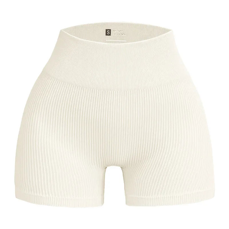 Pantalones Cortos Ajustados de Hilo para Mujer – Shorts Deportivos sin Costuras de Cintura Alta