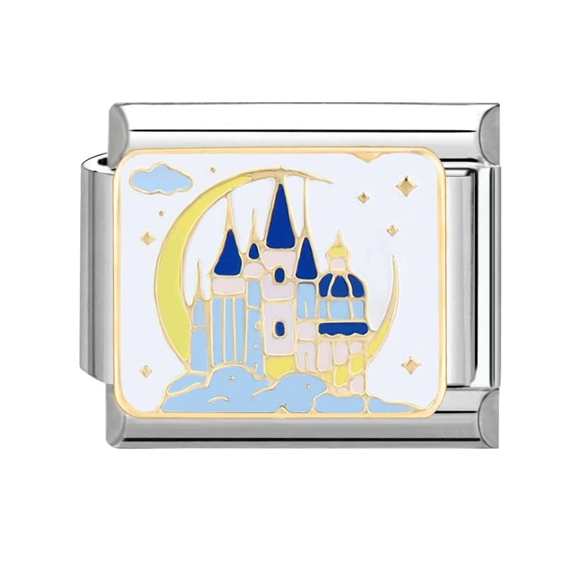 Charm Italiano de Acero Inoxidable – Diseño Ball No.8, Corazón, Cereza, Arcoíris, Gatos y Flores para Pulseras de 9mm