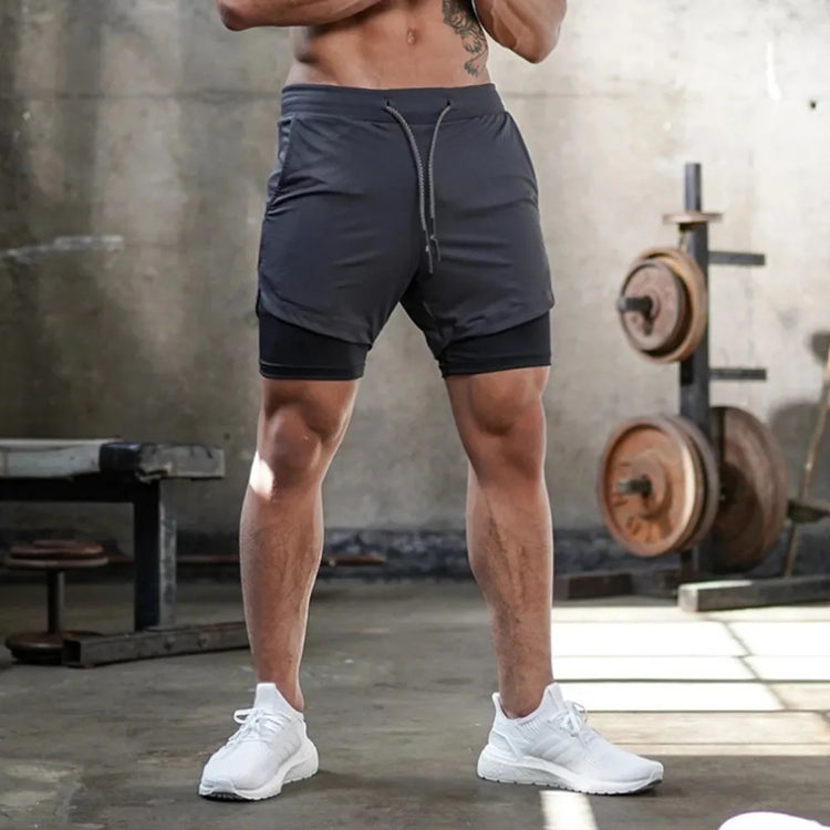 Pantalones cortos deportivos para hombre ropa deportiva fresca de dos pisos.