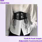 Cinturón Corset Retro para Mujer – Cinturón Elástico de Encaje con Hebilla de Aguja Estilo Goth/Punk