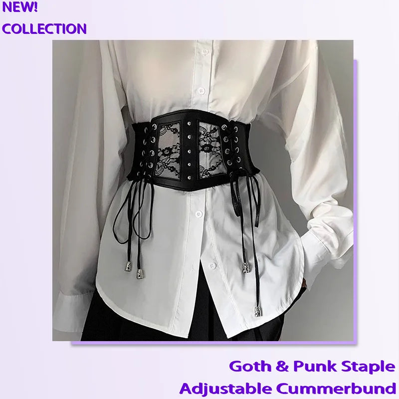 Cinturón Corset Retro para Mujer – Cinturón Elástico de Encaje con Hebilla de Aguja Estilo Goth/Punk