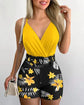 Conjunto de 2 Piezas para Mujer – Camiseta de Tirantes y Shorts con Estampado de Plantas