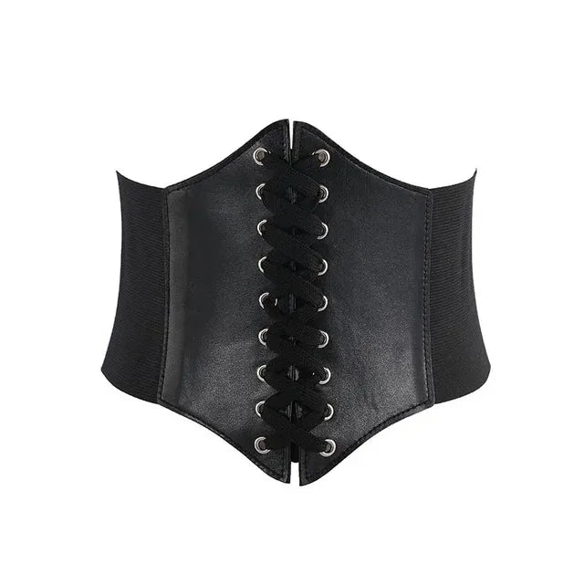 Cinturón Corset para Mujer – Estilo Gótico Vintage en Cuero PU con Cordones