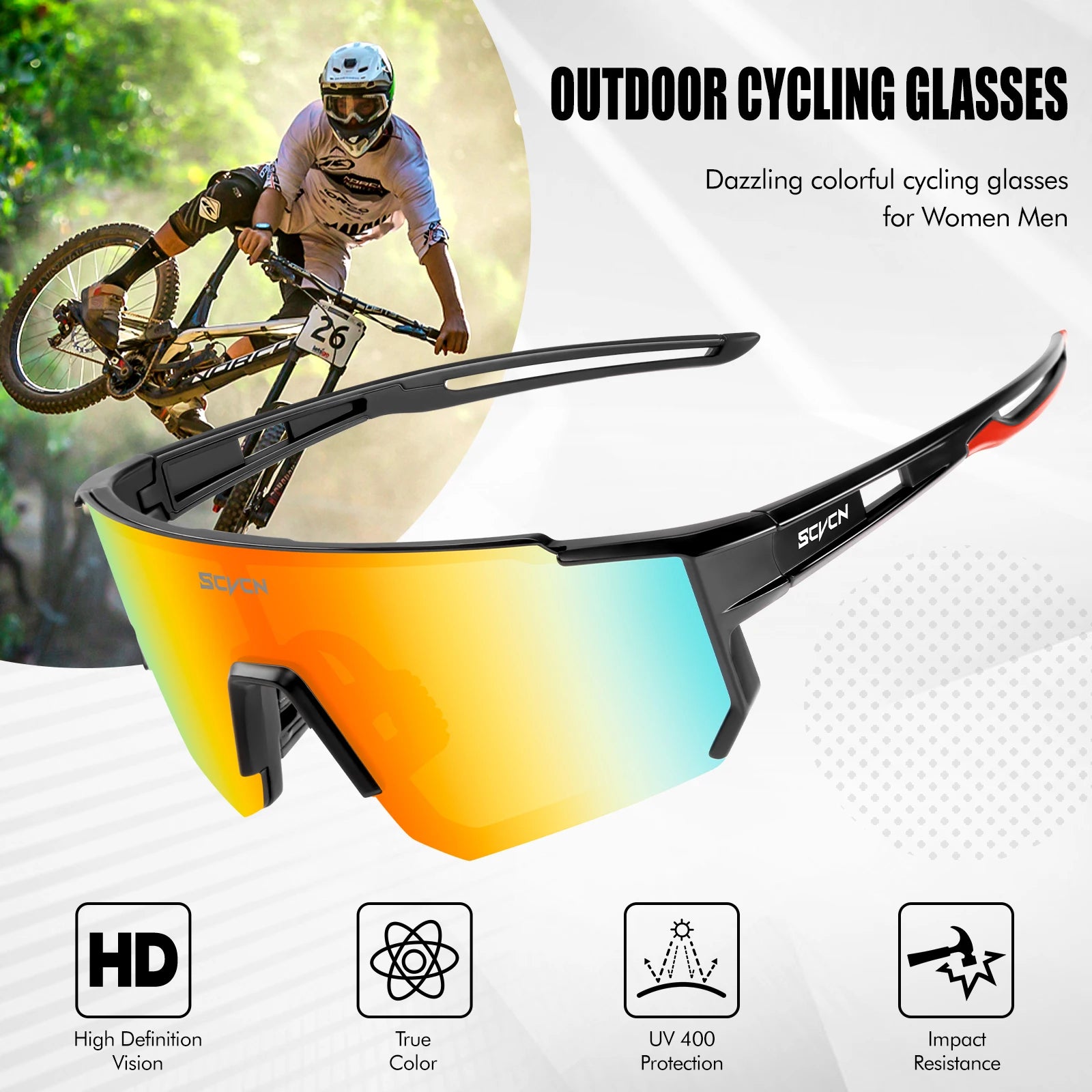 Gafas de Ciclismo SCVCN UV400 – Deportivas Unisex, Conducción, Montaña y Bicicleta