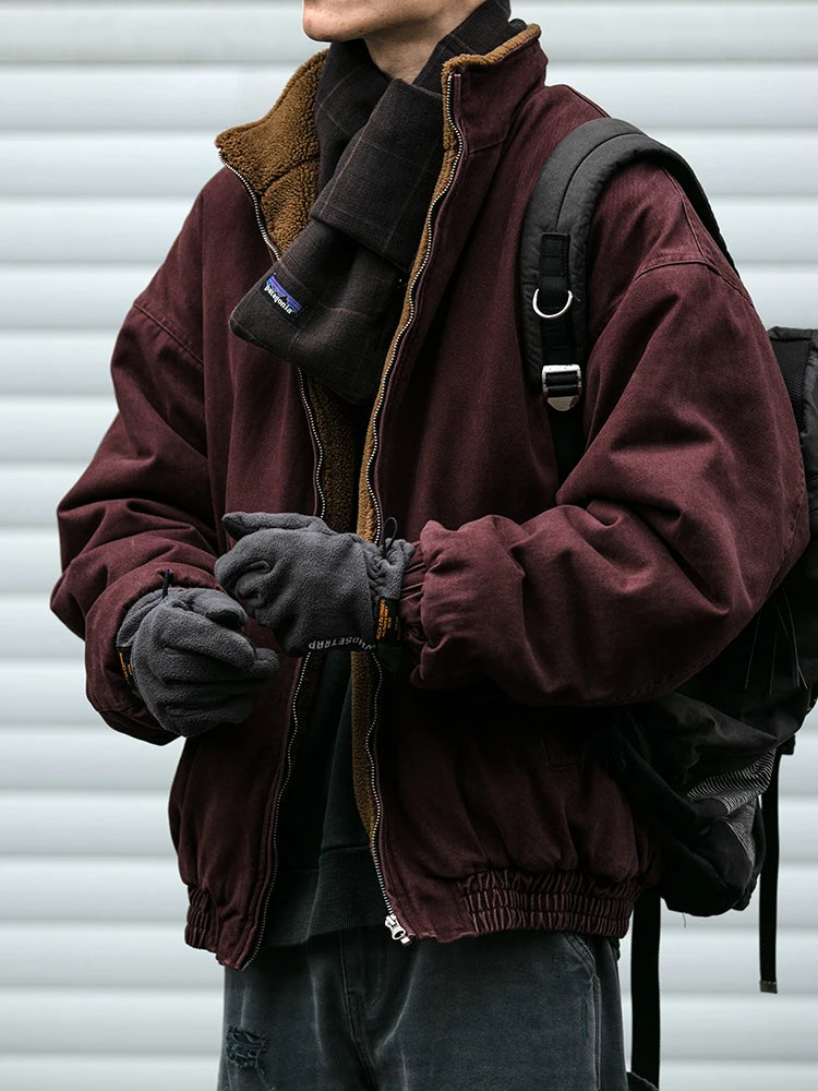 Chaqueta Vintage Japonesa de Polar para Hombre – Invierno, Gruesa, de Alta Calidad y Estilo Streetwear Coreano