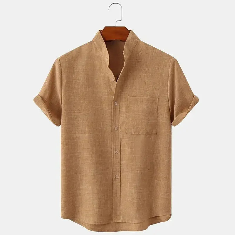 Camisa de Hombre de Manga Corta – Algodón y Lino 100% Estilo Oversize para Playa y Uso Casual