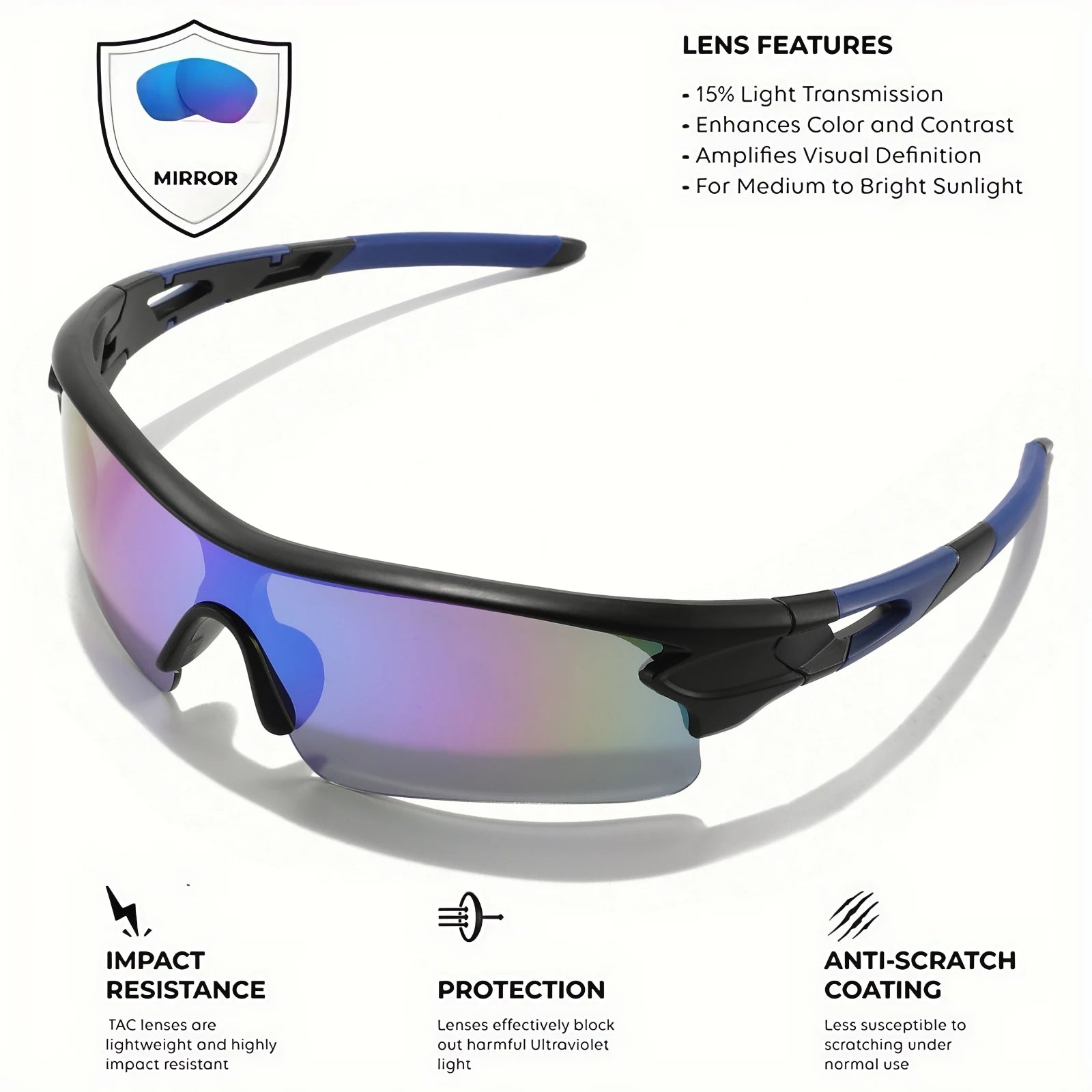 Gafas Deportivas UV400 Unisex – Lentes de Cobertura Total, Livianas y Envolventes para Ciclismo