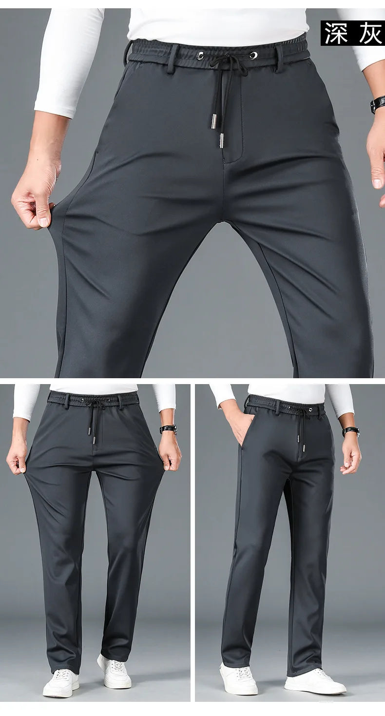Pantalones casuales de verano para hombre, talla grande 10XL, corte recto y elástico