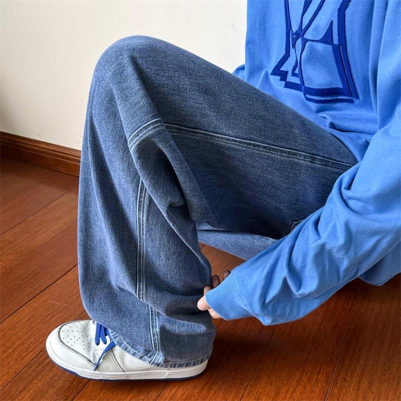 Vaqueros rectos desgastados para hombre