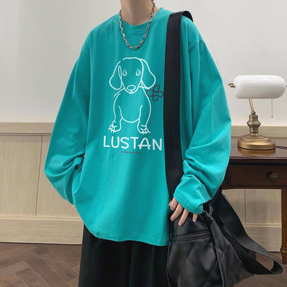 Cartoon Puppy Printed Long Sleeve T-shirt