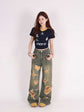 Retro Tattered Jeans Pants Love Wide Leg Jeans