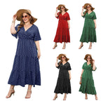 Vestido informal de lunares para mujer de talla grande para vacaciones