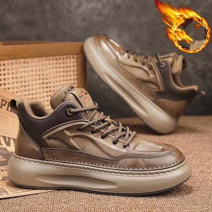 Autumn And Winter Cotton-padded Shoes With Velvet Leather Casual Shoes Men