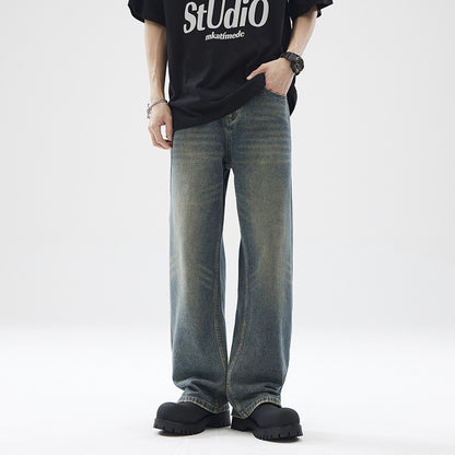 Washed Distressed Loose Jeans For Men
