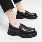 Mocasines con plataforma y aumento de altura, color negro, para hombre