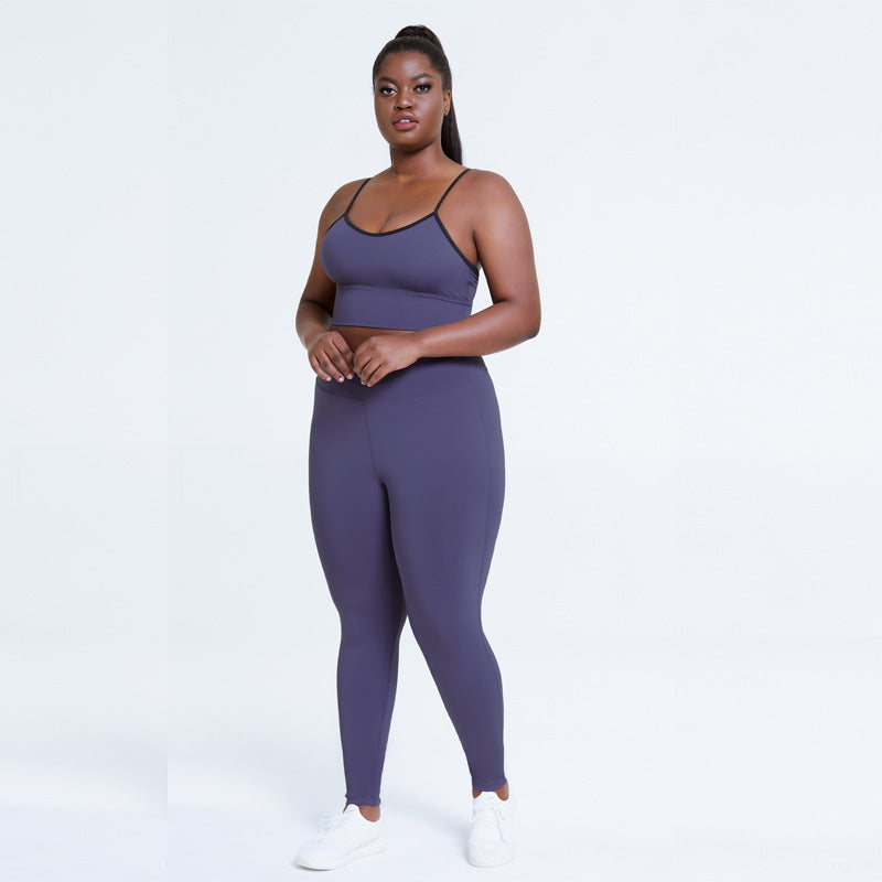 Ropa de yoga para mujer, talla grande, color sólido