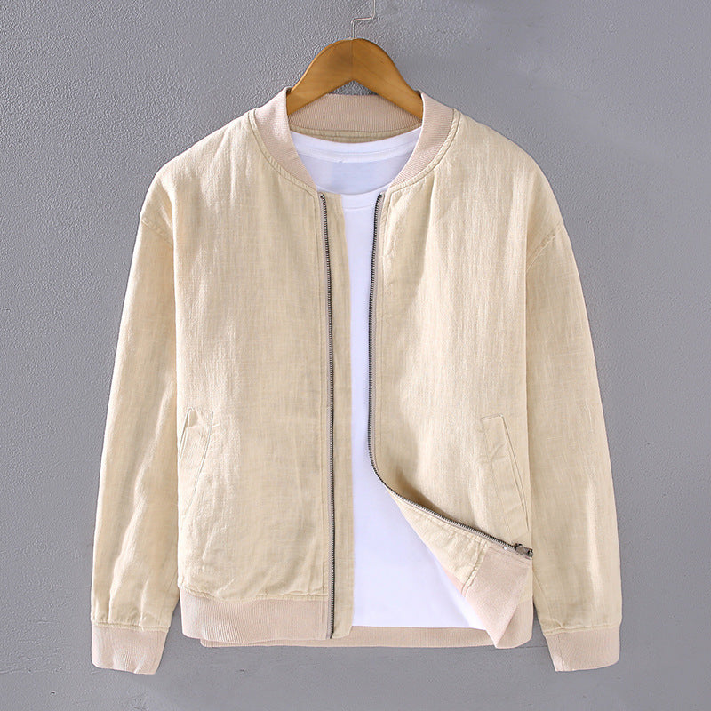 Chaqueta holgada informal de ramio retro de moda para hombre