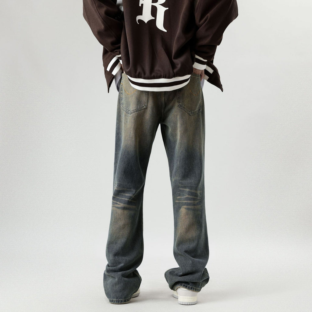 Vaqueros ajustados desgastados retro para hombre