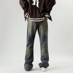 Vaqueros ajustados desgastados retro para hombre