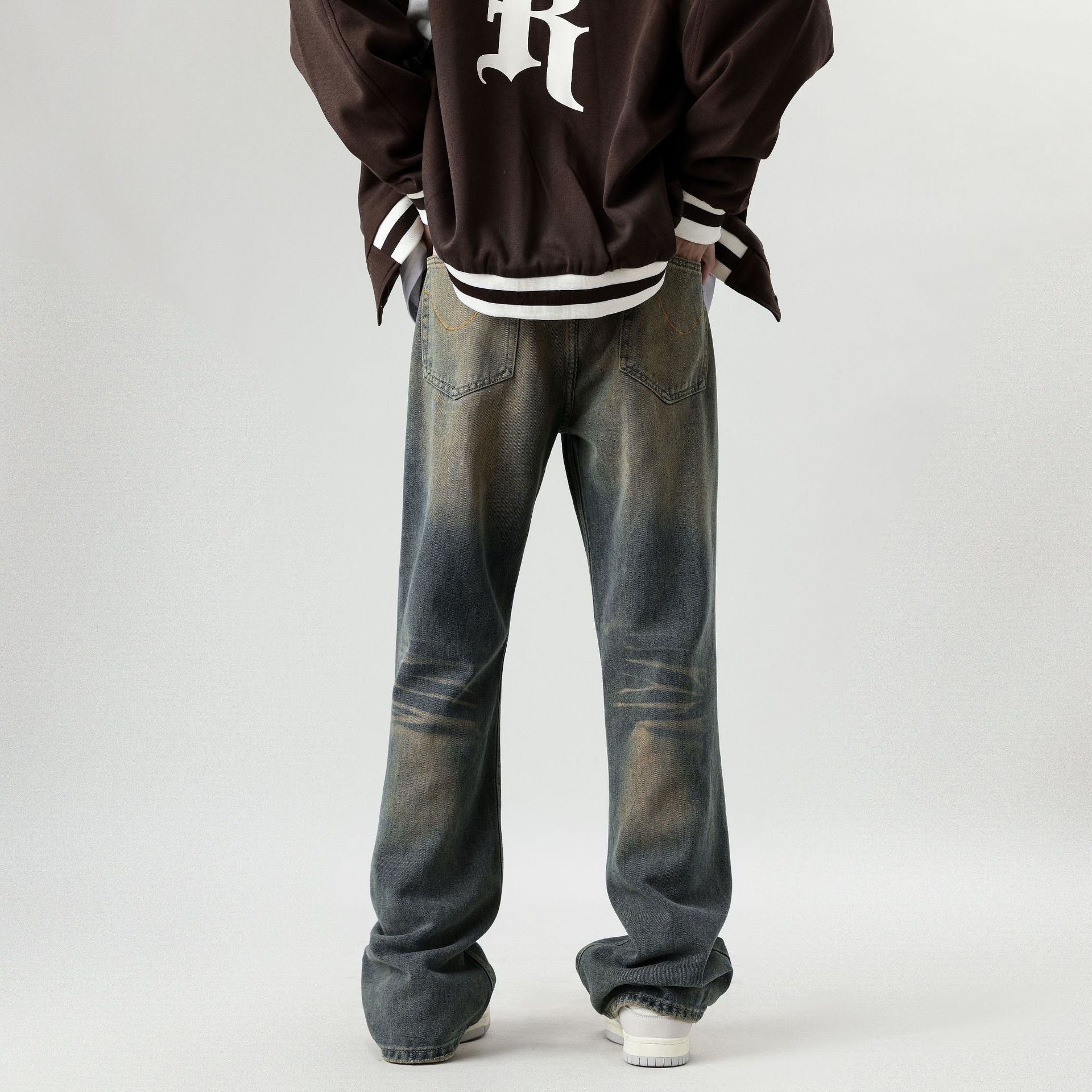 Vaqueros ajustados desgastados retro para hombre