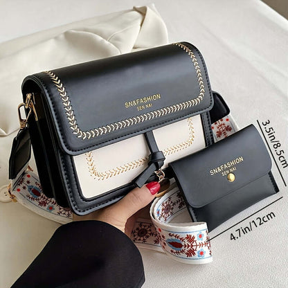 Bolso Bandolera Mujer Elegante - Cartera Cruzada con Hebilla Decorativa