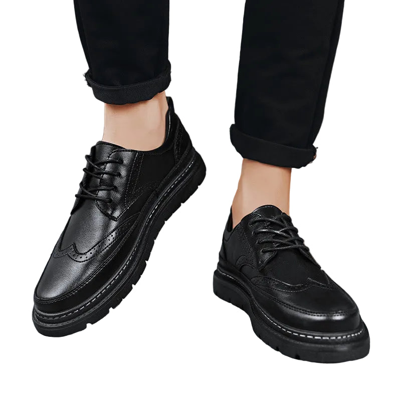 Zapatos de cuero estilo británico brogue para hombre, estilo coreano