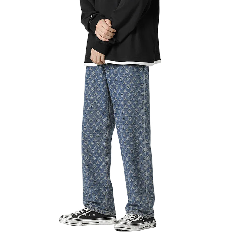 Vaqueros casuales con estampado paisley para hombre