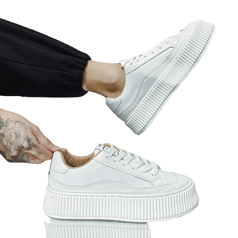 Zapatos blancos de moda para exteriores con cordones y transpirables para hombre
