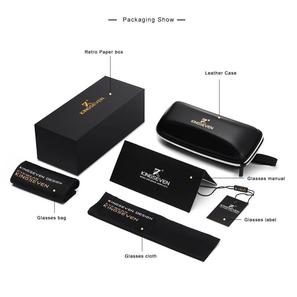 KINGSEVEN® - Óculos de Sol com Lente Polarizada e Hastes em Acetato Madeira - LANÇAMENTO - TENDÊNCIA - A.S Foco